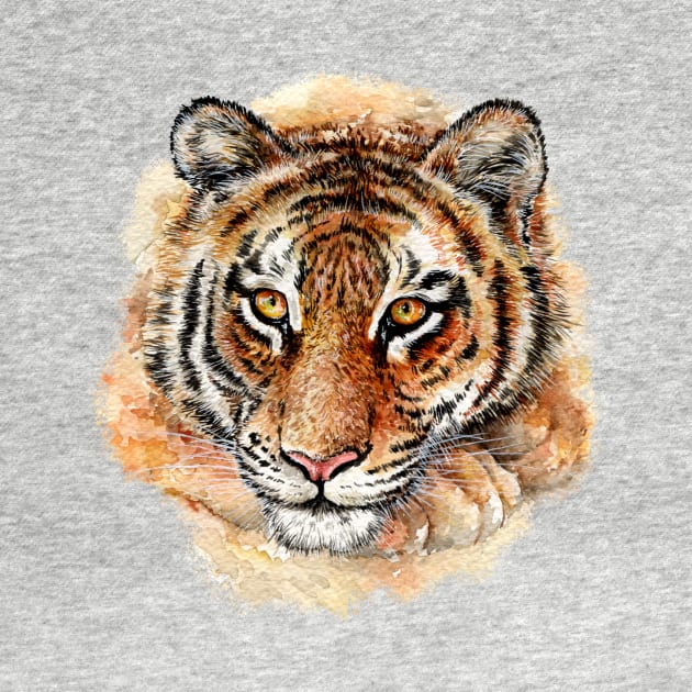 Panthera tigris -Tiger watercolor illustration by Dzydaria